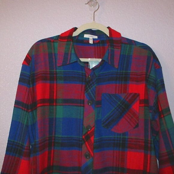 Maurices Patchwork Plaid Flannel Shirt Size S Button Up Oversized Artsy NWT - Picture 2 of 11